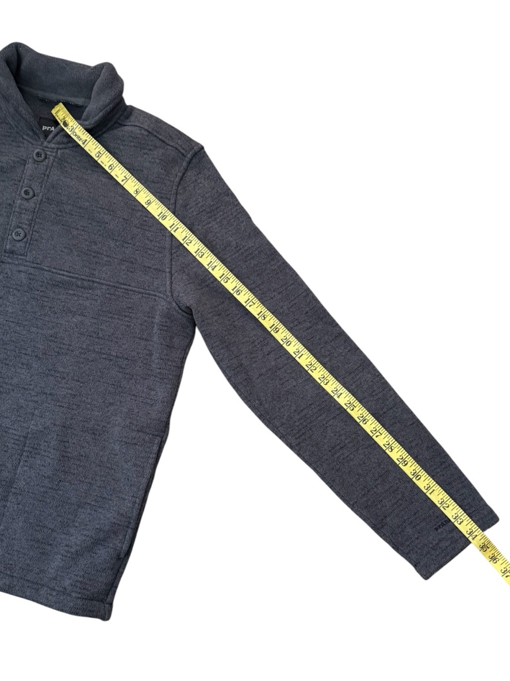 prAna Polartec Tri Thermal Threads Henley Large Charcoal Gray Pullover Outdoor - Picture 12 of 13
